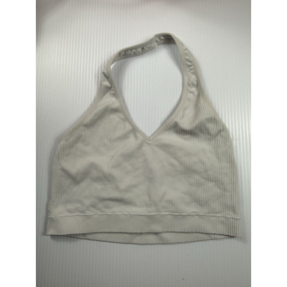 Garage Women Off White Halter Crop Top‎ Bandeau Ribbed Size M